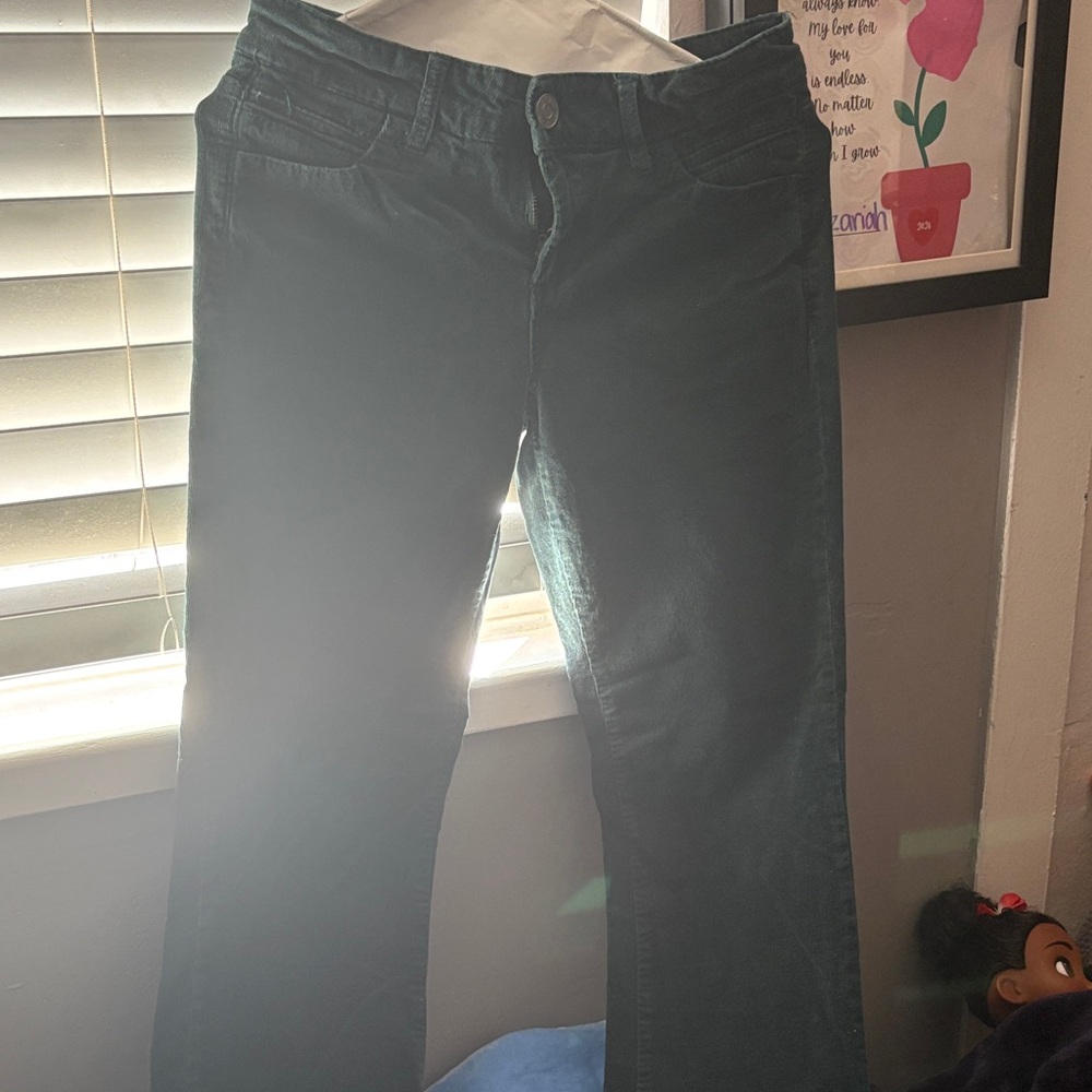 Dark Green Straight-Leg Pants